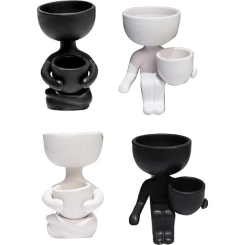 Humanoid Ceramic Flower Pot Vase Portrait Vase Fleshy Flower Pot Flower Arrangement Vase Home Decoration