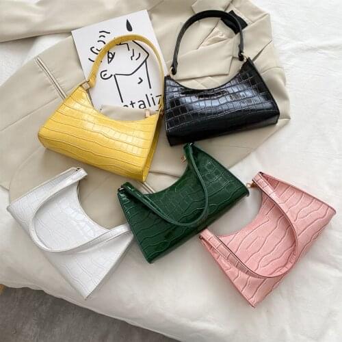 Hirigin New Fashion Women Small Shoulder Bag Classic Crocodile Pattern Tote Handbag Clutch with Zipper Closure Mini Underarm Bag