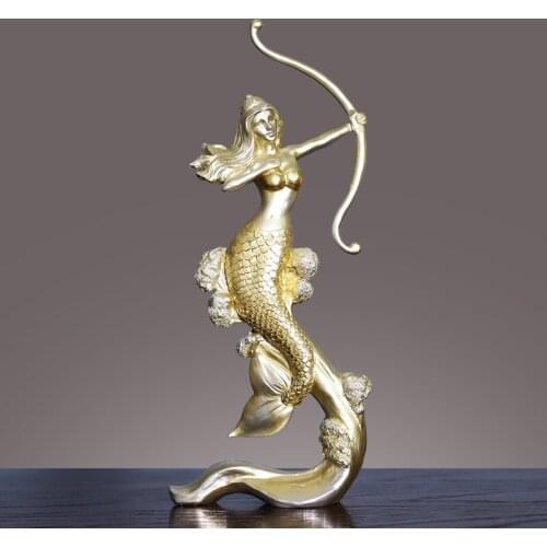Art Table Figurines Luxury Mermaid Angel Nordic Vintage Design Figurine Craft Resin Decoracao Para Sala Room Decoration DM50GT