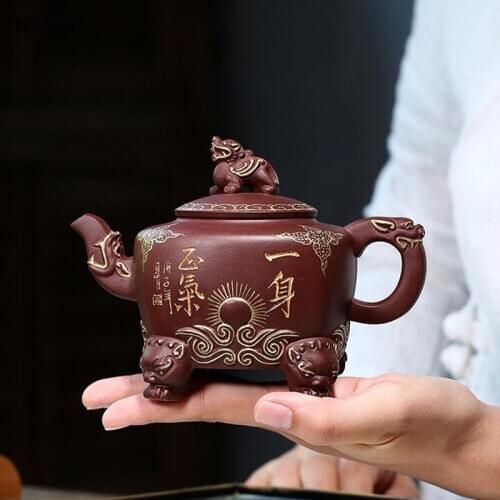 Chinese Yixing tea pot Purple Clay Teapots beauty kettle Raw ore Purple mud Handmade Tea set Customized Large capacity 350ml