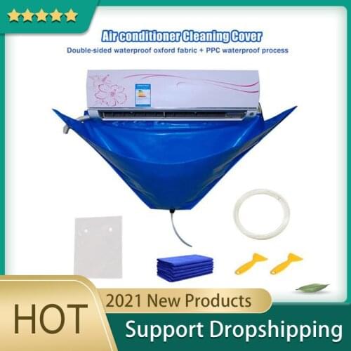 Air Conditioner Cleaning Cover with Water Pipe Waterproof Dust Protection Cleaning Cover Bag for Air Conditioners Below 1.5P