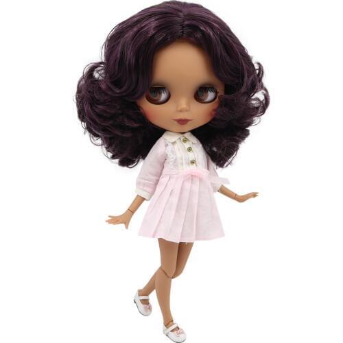ICY DBS Blyth doll red mixed hair with dark skin customized matte face nude Joint body BL135/950