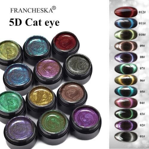 FRANCHESKA Cat Eye Nail Gel Polish 5D Laser Magnet Varnishes Soak Off UV LED Shimmer Magnetic Lacquers Shiny Polish Nail Art 8ml