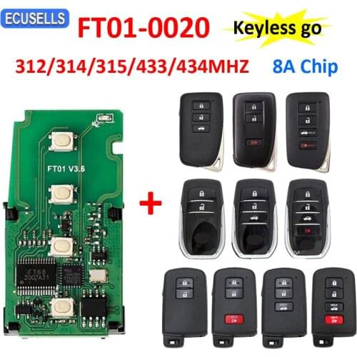 Lonsdor FT01-0020 314/312/433MHz Smart Remote Car Key for Toyota/Lexus Keyless go Control Transmitter Circuit Board PCB 8A Chip