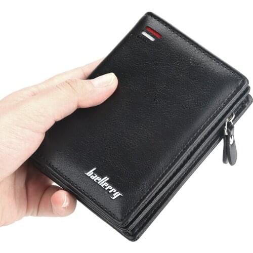Mens Faux Leather Wallet, Compact Mens Wallet Made Of Faux Leather With Coin Pocket And zipper, With Large Capacity