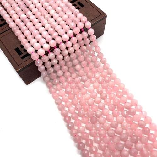 Natural Stone Faceted Round Beads 6mm Horse Powder Round Beads for DIY Jewelry Making Bracelets Earrings Jewelry Accessories