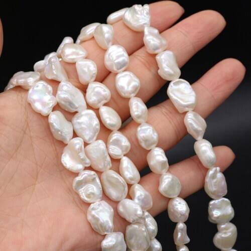 Natural Reborn Keshi Pearl White 9-10mm Baroque Beads for Jewelry Making DIY Necklace Bracelet Accessory Strand 14'' Wholesale