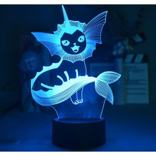 Cute Cartoon Fish 3D Illusion Night Lamp Kids Child Birthday Christmas Gift Art Deco Kawaii Room Decor LED Sensor Lights 7 Color