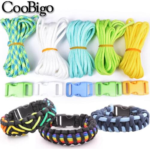 Paracord Bracelet Buckles Set 550 Cord Parachute Rope & Clasp Handmade Survival Wristband for Outdoor Hiking Camping Accessories
