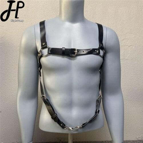 BDSM Fetish Gay Accessories Men Harness Suspenders Adjustable Leather Body Bondage Cage Restrict Harness Belts Sex Toys for Men