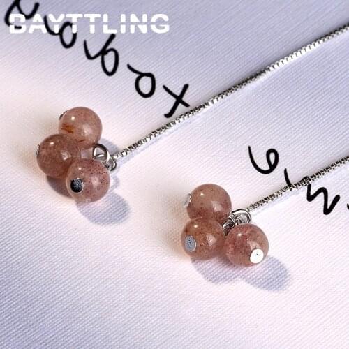 BAYTTLING 925 Sterling Silver 108MM Luxury Strawberry Crystal Drop Earring For Woman Fashion Glamour Wedding Jewelry Couple Gift