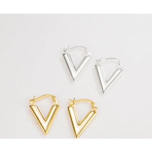 925 Sterling Silver Earring Fashion Geometric Letter V Square V/U-shaped twist Drop Earring Temperament Woman Girl Ear Jewelry