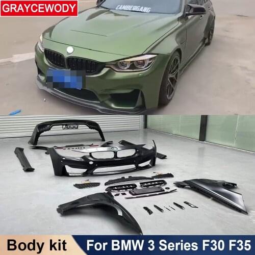 Wide Body Style Unpainted FRP Car Body Kit Front Rear Bumper Fender Side Skirts For BMW 3 Series F30 F35 Modfiy M3 Type 2013-19