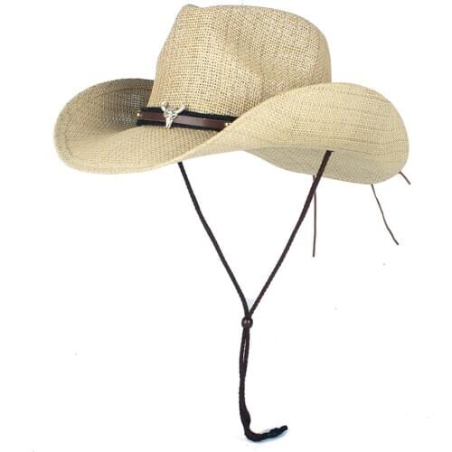 Summer Outdoor Men Women Western Cowboy Hats Handmade Straw Hat Breathable Beach Jazz Cap Sunhat Sombrero Hombre Beach Sun Hat