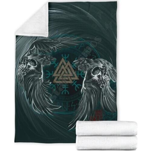 Viking Tattoo Odin Norse Mythology 3D printed Sherpa Blanket on Bed Home Textiles Dreamlike HOME ACCESSORIES Drop shipping