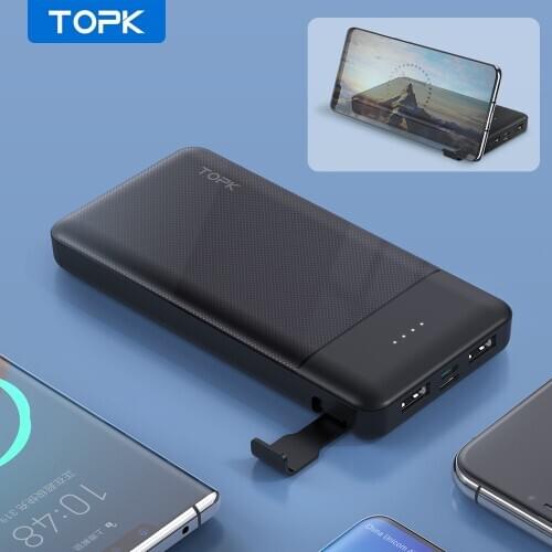 TOPK Power Bank 10000mAh With Phone Holder Portable Charger Powerbank External Battery PoverBank for iPhone 12 Pro Max Xiaomi mi
