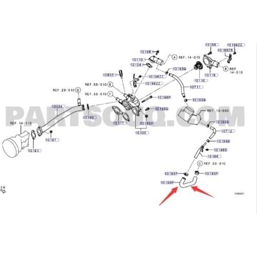 Thermostat water pipe for Mitsubish i LANCER OEM: 1310A247