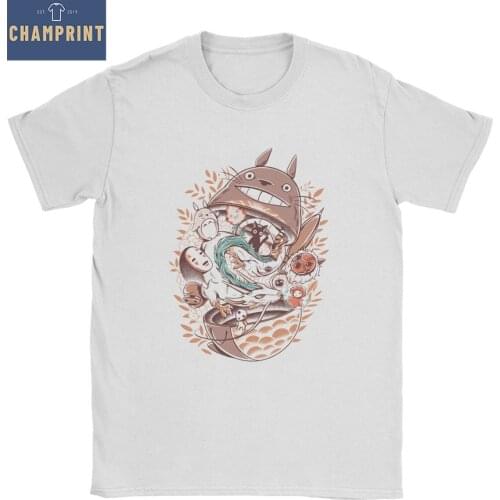 Funny My Neighbor Totoro T-Shirts Men Crewneck Pure Cotton T Shirt Studio Ghibli Short Sleeve Tee Shirt Summer Clothes