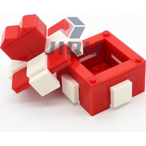 MOC Building Blocks Mini Heart Shaped Gift Box 76 Pcs Brick DIY Kids Toys Proposal Ring Box Gift Box for Girls Birthday Gifts