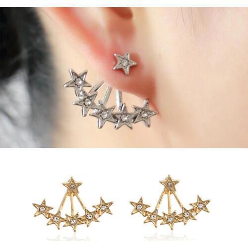 Shuangshuo Bohemian Star Crystal Earring Jackets Fashion Simple Vintage Geometric Star Earrings for Women Brincos Birthday Gifts