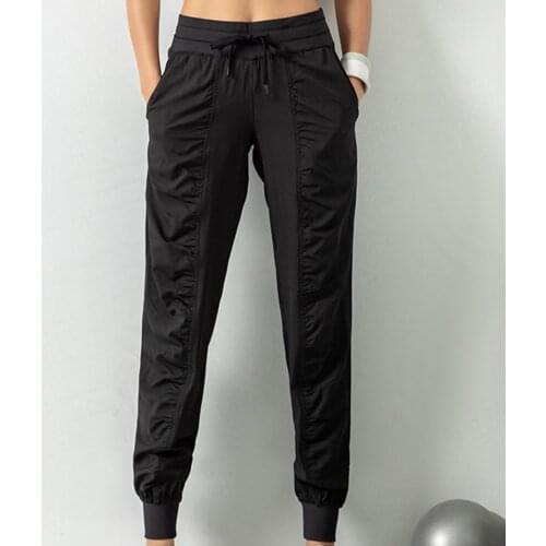 Women Drawstring Running Sport Joggers High Waist Solid Color Sweatpants Quick Dry Casual Ankle-Tied Slim Trousers Casual Pants