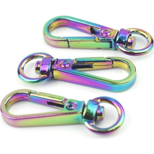 1 pcs Colorful Metal Swivel Eye Snap Hook Trigger Lobster push gate Hook Clasp Clip for Leather Craft Bag Strap Belt Webbing