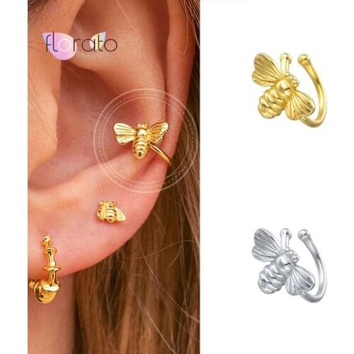1PC 925 Sterling Silver Bee Ear Cuff for Women Ear Cuff Clip Earrings Cute Animal Earcuff No Piercing Fake Cartilage Earrings