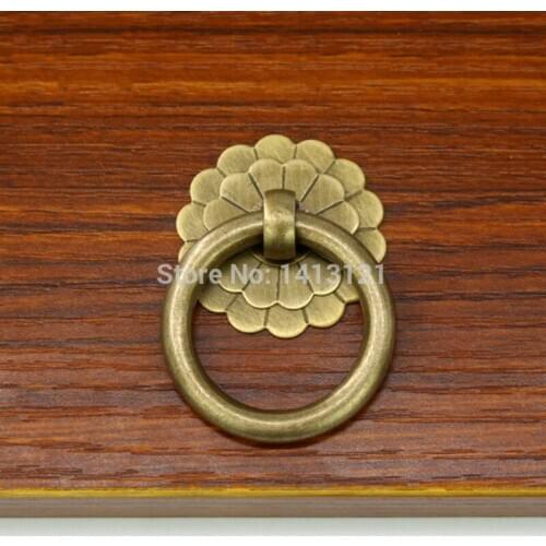 2.5-5cm Chinese antique circle drawer knob furniture hardware wardrobe cabinet shoe door handle closet cone vintage pull ring