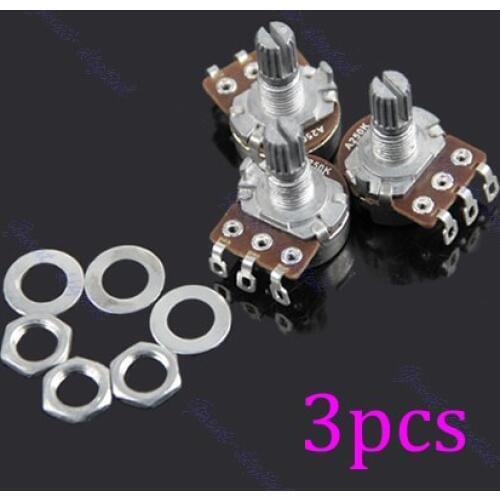 3 Pcs New Guitar Potentiometer A250k Split Shaft Pots Audio Tone Switch Control