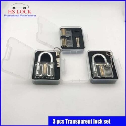 3Pcs Transparent Cutaway Inside View Of Practice Padlocks Locksmith Practice Training Skill Set