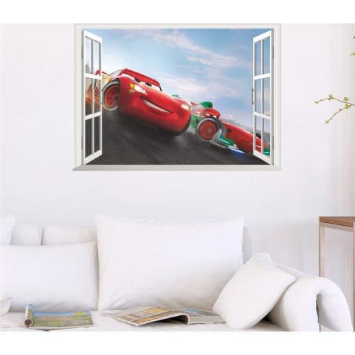 3d cartoon lightning mcqueen window wall decals bedroom home decor disney cars wall stickers pvc mural art diy posters