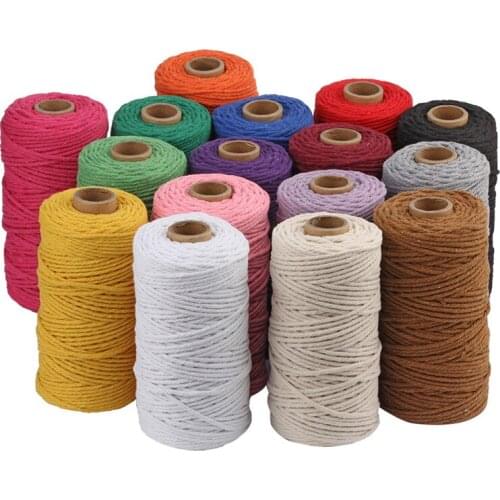 5Rolls 3mm Cotton Cord Colorful Cord Rope Twisted Craft Macrame String DIY Home Textile Wedding Decorative supply 100meters/roll