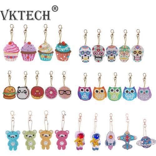 5pcs DIY Full Drill Special Shaped Diamond Painting Keychains Women Bag Pendant Jewelry Key Ring Embroidery Cross Stitch