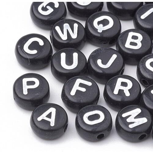 500g Opaque Acrylic Letter Beads Alphabet Style Flat Round Beads For DIY Jewelry Making 7x4mm, Hole: 1.5mm; about 3700pcs