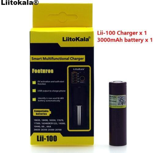 Liitokala lii-100 1.2V 3.2V 3.7V 26650 16340 Battery Charger+1PCS HG2 3000mAh 18650 Discharge 20A 30A Rechargeable Battery