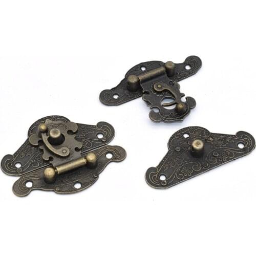 Bronze Retro Vintage Latch Hasp Swing Lock Clasp Decorative Cabinet Latches Hasp Pad Lock Clasp for Wooden Box case Chest Gloss