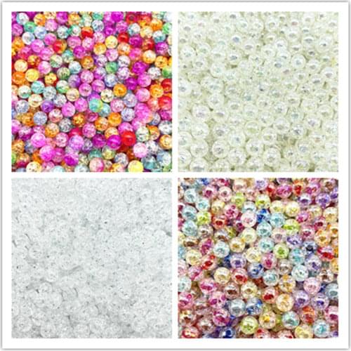 New 8mm 10mm 12mm Round Acrylic Crackle Beads Loose Spacer Beads for Jewelry Making Diy Handmade Bracelets Accessories