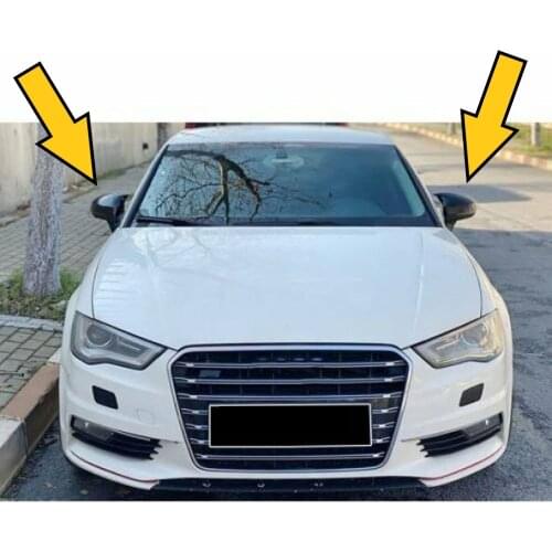 Rear Mirror Cover For Audi A3 8V Model Bright Gloss Piano Black Side View Case Cap High Quality ABS Plastic 2 Pcs Bat Style