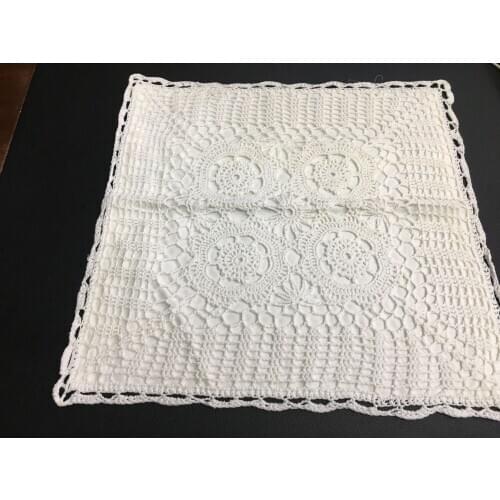 Square Home Decorative Crochet Ribbon Embroidery Natural Cotton Floral Style Ribbon Embroidered 45x45cm Pillow Case