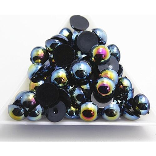 Black AB Colors 1.5mm-14mm Half Round ABS Imitation Pearls Beads DIY Jewelry Making Accessories