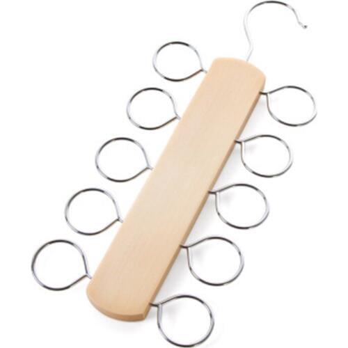 2 pcs/lot 30cm Theaceae Wood Hanger for Scarves Tie with 10 Chromed Metal Loops Closet Space Saving Wooden Rack for Necktie