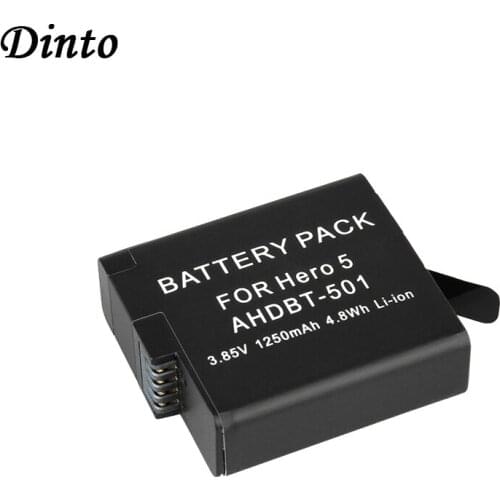 Dinto 1pc 1250mAh 3.85V AHDBT-501 AHDBT501 AHDBT 501 Li-ion Gopro 5 6 Digital Camera Battery for Gopro Hero 5 Gopro Hero 6