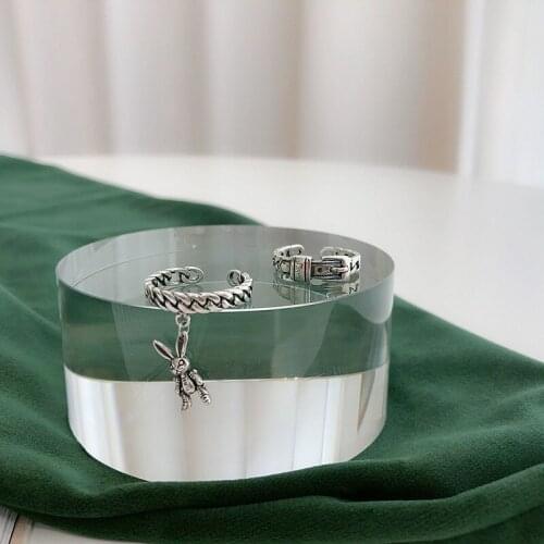 Wholesale Retro Fashion Jewelry rabbit pendant ring for women personality wild belt buckle ring feature namour Charm Gift