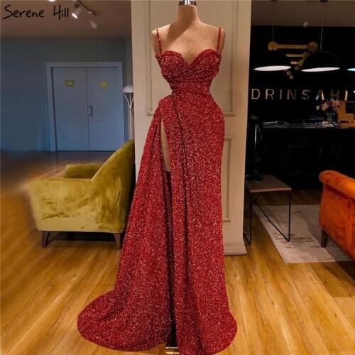 Red Luxury Sparkle Sexy Mermaid Evening Dresses 2020 Dubai Sweetheart Beading Sequins Evening Gowns Serene Hill BLA70300