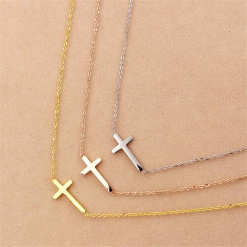 Martick Creative Cross Shape Christian Pendant Chain Necklace For Women Europe Brand Low Price Jewelry P468