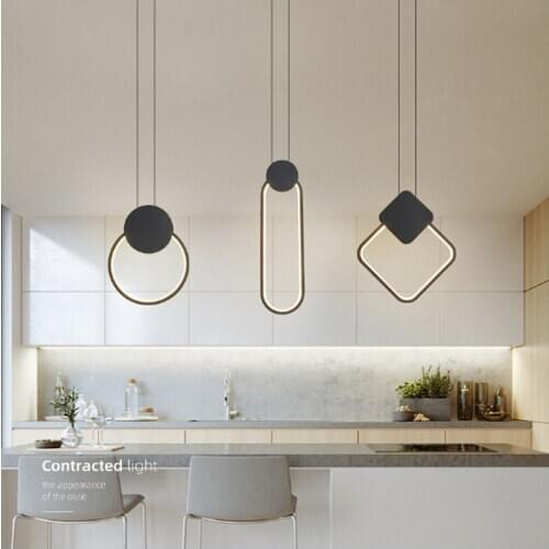 Nordic creative postmodern bedroom bedside led pendant lamp round dining room bar counter clothing store led hanging lamp