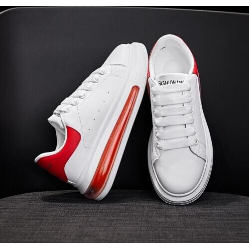 New Air Cushion Women Sneakers Microfiber Sneakers Women Canvas White Shoes Breathable Ladies Leather Shoes Female Trainers