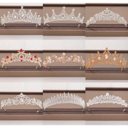 Trendy Wedding Crown Bridal Headpiece Baroque Crystal Tiaras and Crowns Gold Silver Color Bride Wedding Crown Hair Accessories