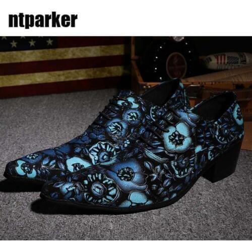 Ntparker Japanese Style personality fashion leather Man Shoes stylist nightclub barbershop Lace-up shoes High Increased Shoes