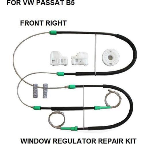 FOR VOLKSWAGEN VW PASSAT B5 WINDOW REGULATOR REPAIR KIT CABLES AND CLIPS FRONT RIGHT 1996 to 2005 3B1837462